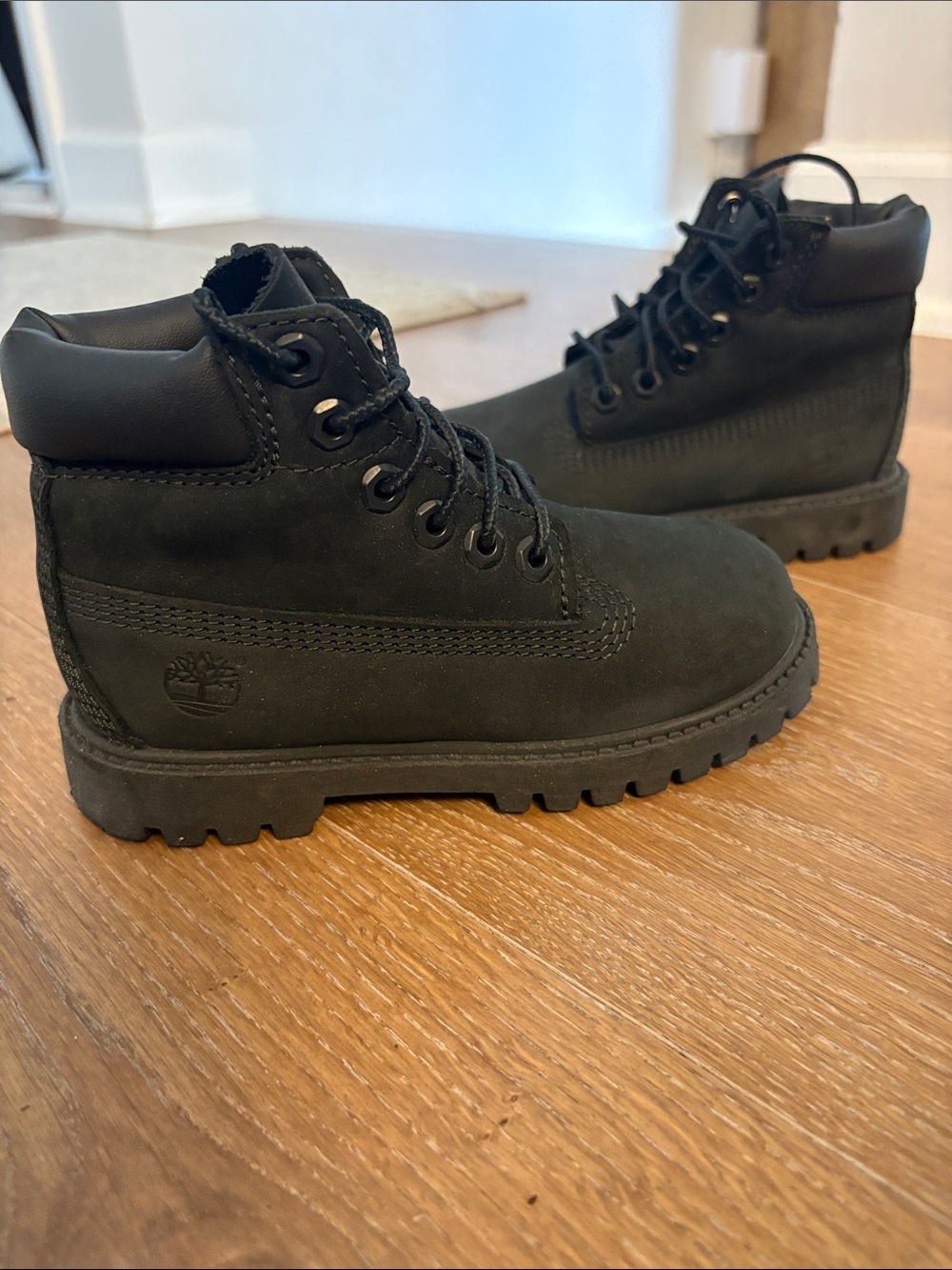 Timberland Kids Black Nubuck Lace-Up Boots